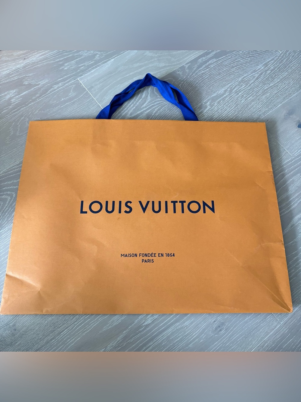 Louis Vuitton Large Shopping Bag with Blue Handles